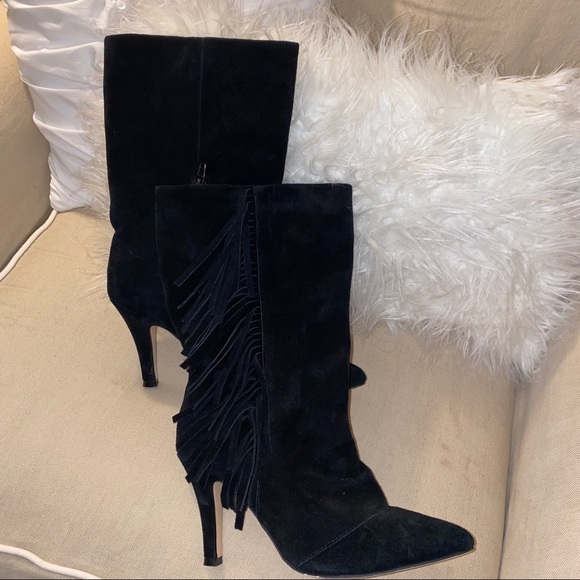 Ipekyol Black Suede Fringe Boots